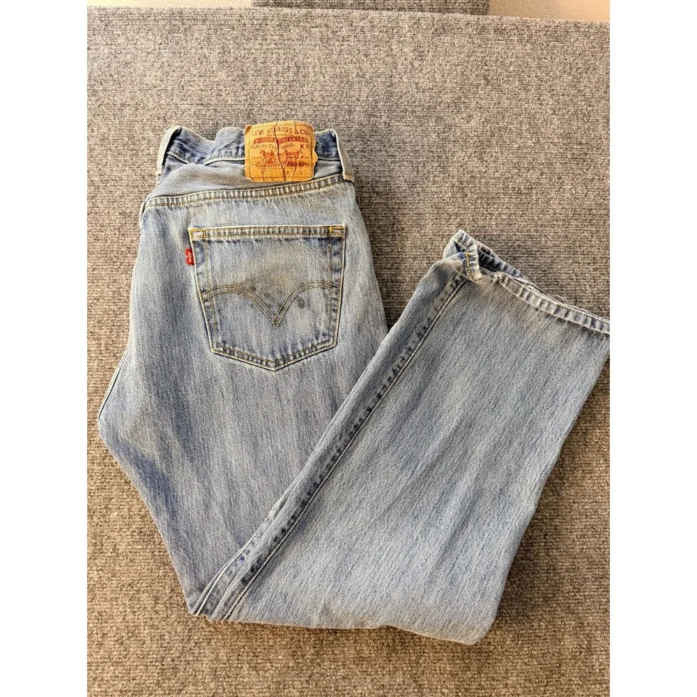 Levi's‎ 501 Vintage Mens Jeans 36x30 Button Fly Red Tab Distressed Straight Leg